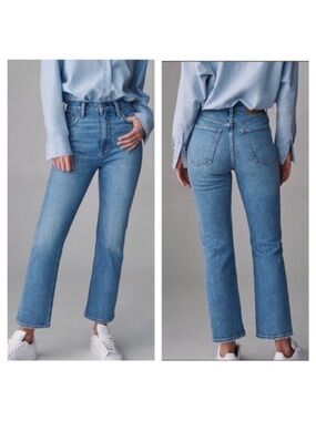 Aritzia Denim Forum The Bailey High Rise Crop Jeans in Medium Blue